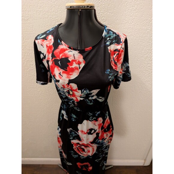 Women's Floral Maxi Long Dress Short Sleeve  Summer Casual Dress Size Small - Picture 2 of 12